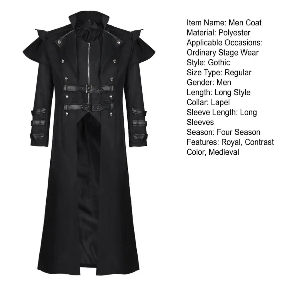 Description Picture 3 of itemMen Medieval Coat Men Retro Palace Style Jacket Medieval Royal Gothic Steampunk Cosplay Men's Coat for Halloween Stage Show