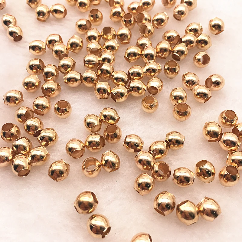 Perles métalliques lisses, 3mm-8mm, pour fabrication de bijoux, accessoires faits à la main