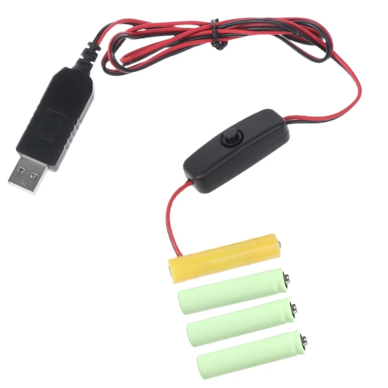 범용 6V AAA 배터리 제거기 스위치가 있는 USB 전원 공급 장치 케이블 LED 조명용 6V AAA LR03 배터리에 USB