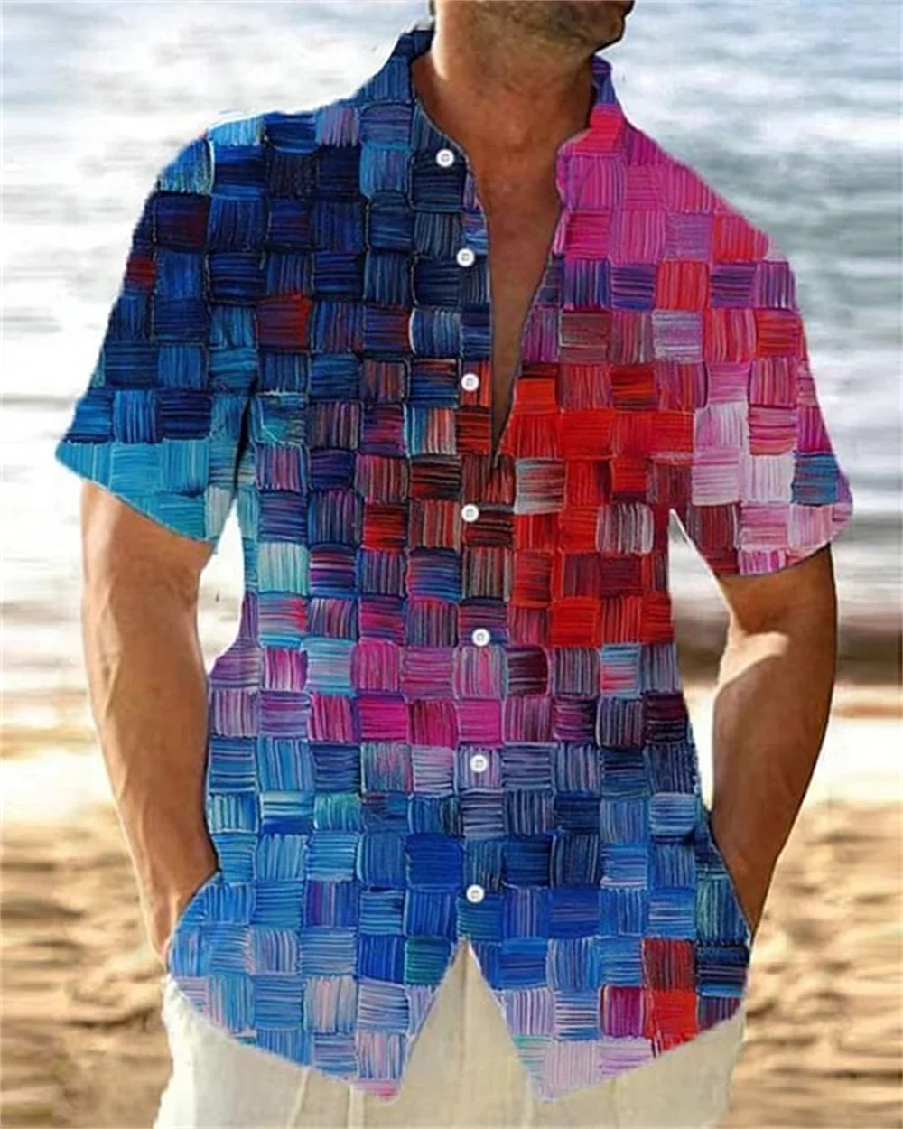 

2023 Summer New Men's 3D Creative Graffiti Print Shirt Men's Holiday Hawaii Short Sleeve Beach Shirt Designer Street Top