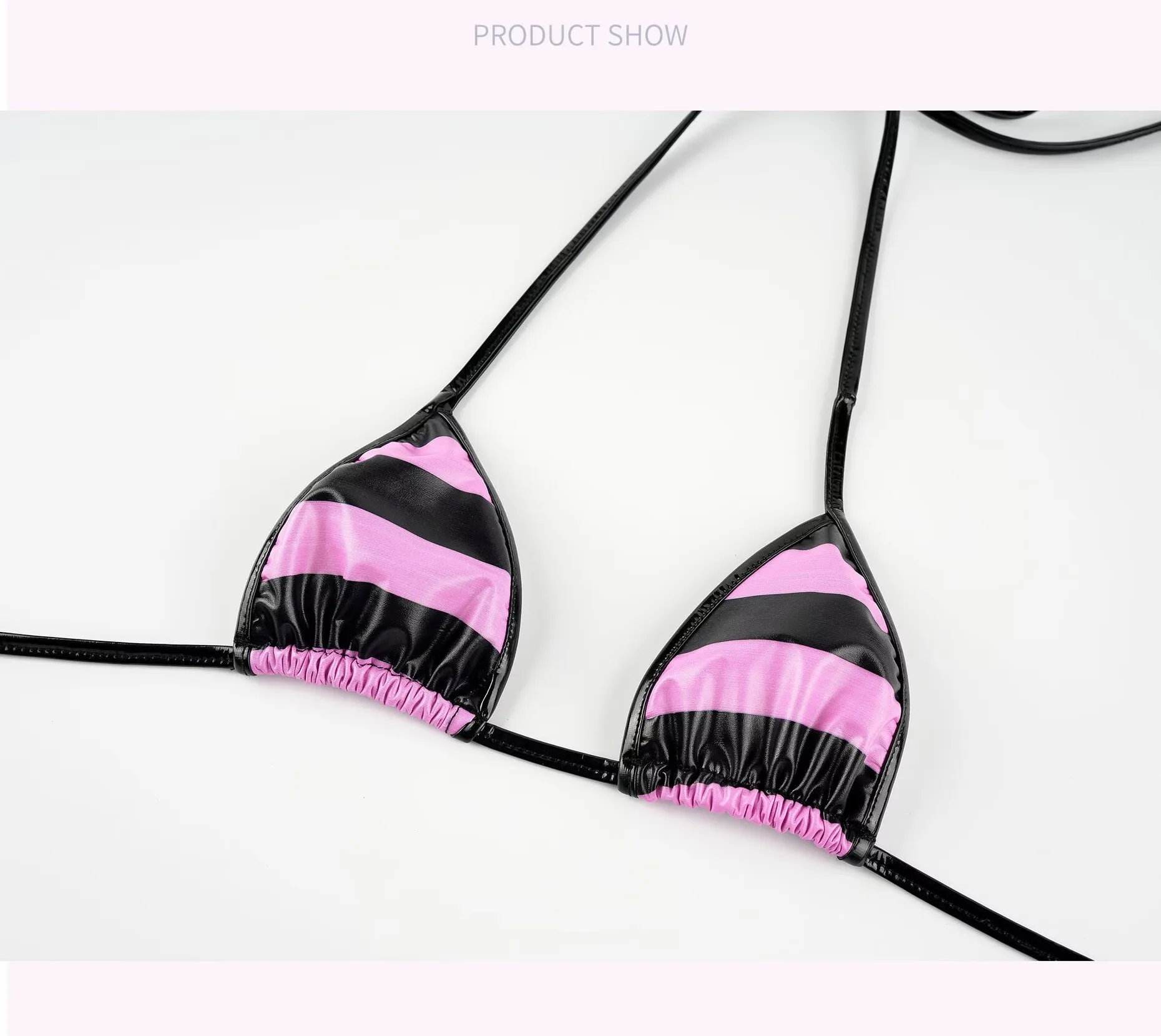 Leather bikini set with stripe print - Size chart