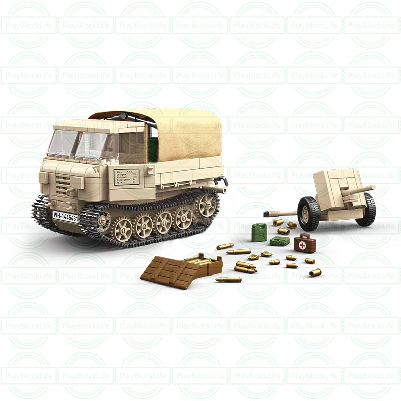 WW2 밀리터리 시리즈 Rso/01 트랙터, 37mm 안티 탱크 포병 클래식 컬렉션 모델 빌딩 블록, 벽돌 장난감 선물