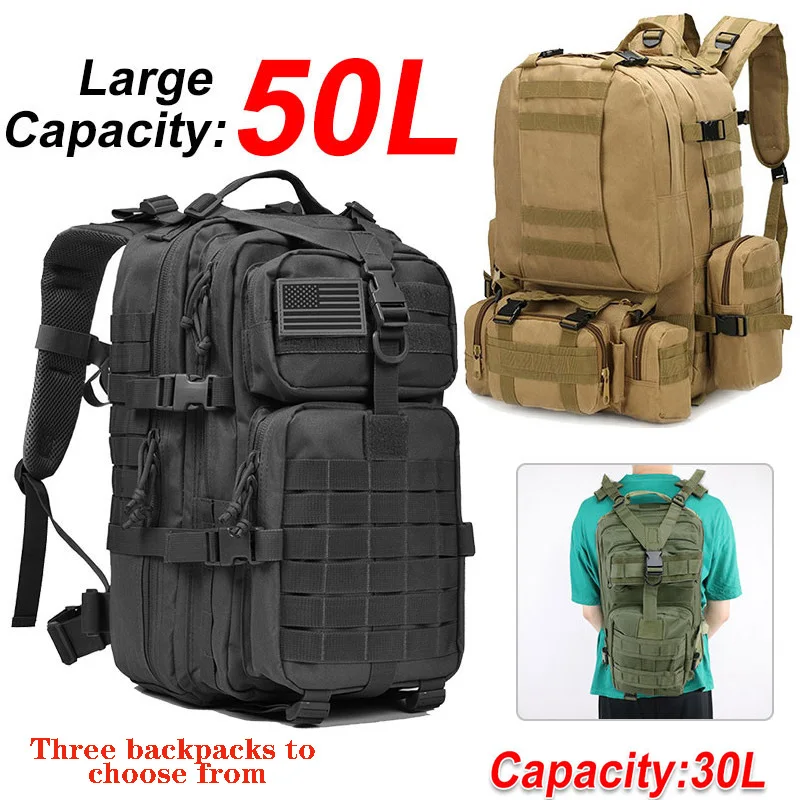 Mochila táctica militar de gran capacidad de 50L para hombres, mochila  táctica 3P Softback impermeable para exteriores, mochila para insectos,  senderismo, Camping, bolsas de caza Tan Jianjun unisex