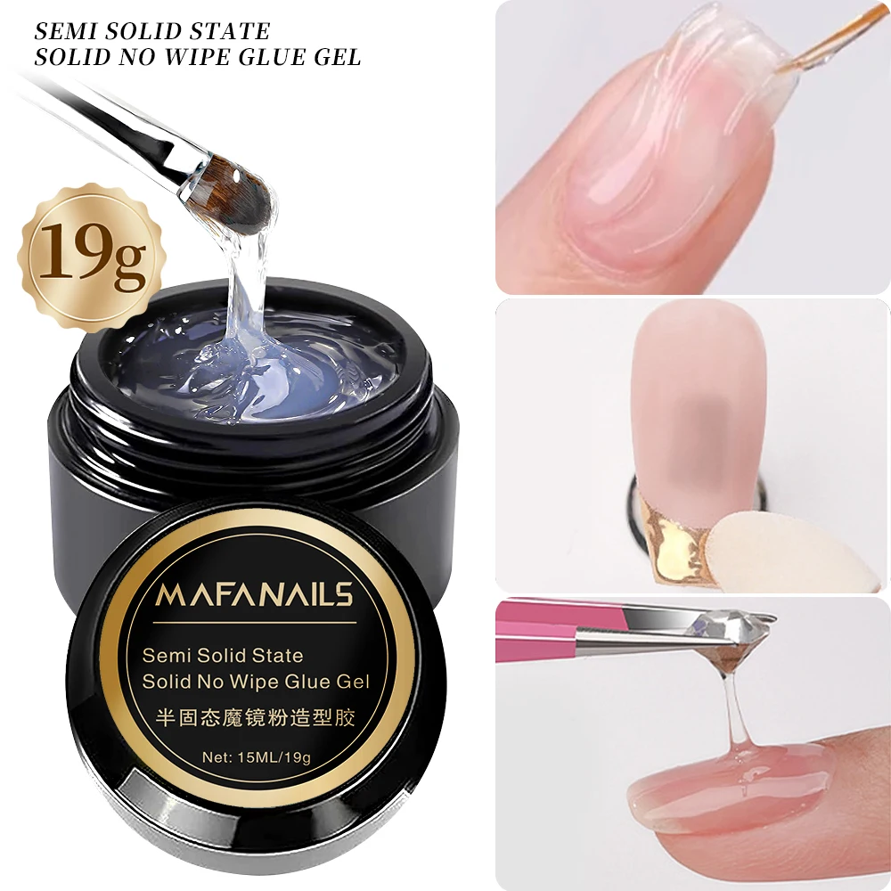 19g/5g Solid Nail Glue Gel for Diamond Rhinestones Nail Charms DIY Press on Nails No Wipe Glue Gel Manicure Strong Adhesive Gel 4