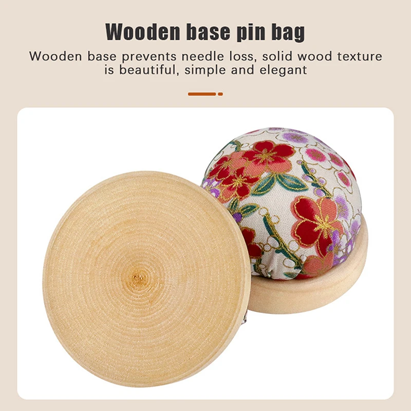 반원형 디자인의 구식 자수 핀 패드, DIY 바느질 예술 공예용 나무 받침대