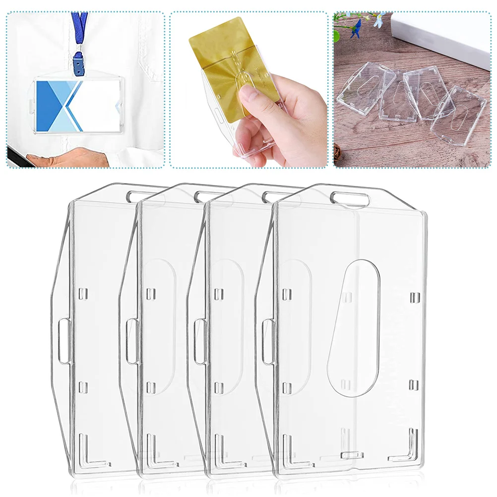 

10 Pcs ID Card Holder Badge Work Cards Cover Vertical Sleeve Protective Case Badges for Women