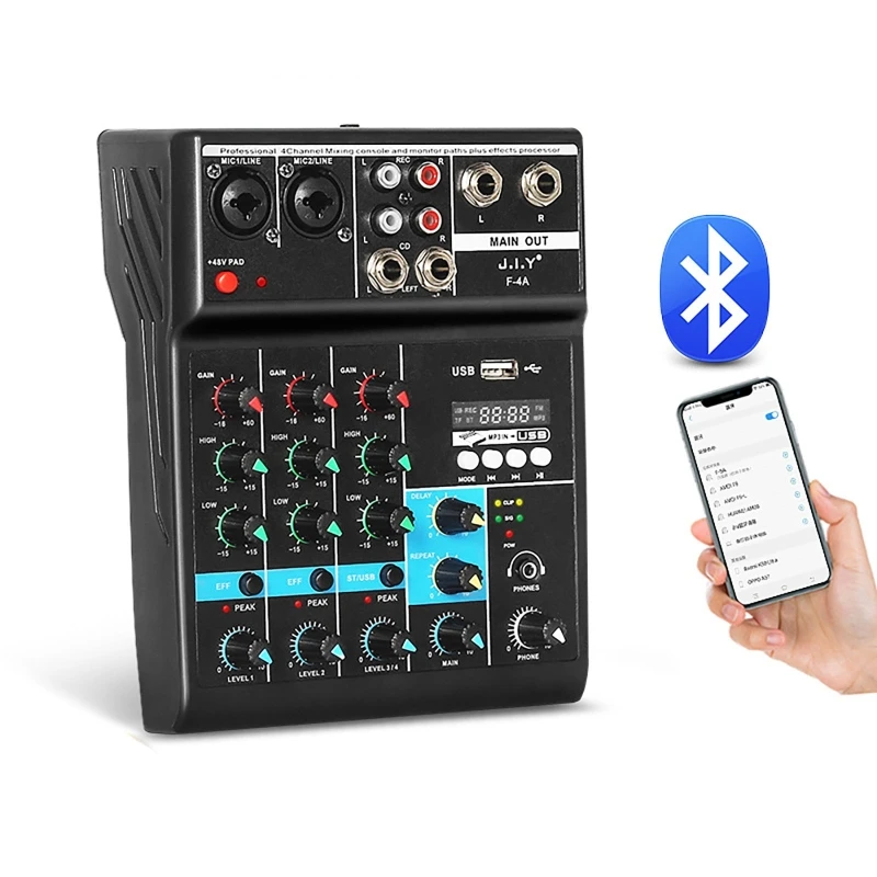 4-Channel-Mixer-Audio-Professional-Sound-With-Card-Effects-Processor ...