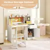 Wooden Kids Desk and Chair Set with Storage for Ages 5-12 in White