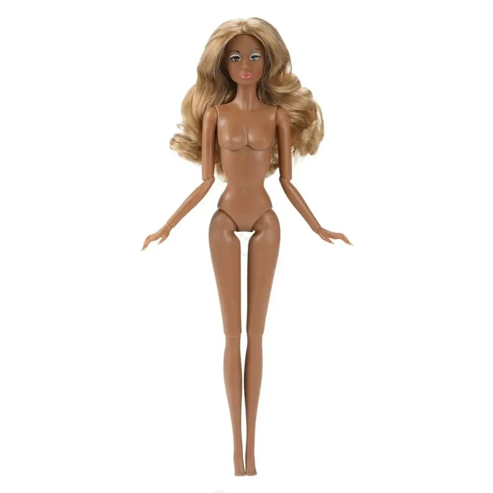 Fashion European Supermodel Nude Doll Dark Skin Dress Up 1/6 Doll Model 32cm Curly Hair Action Figure Body Children Gift