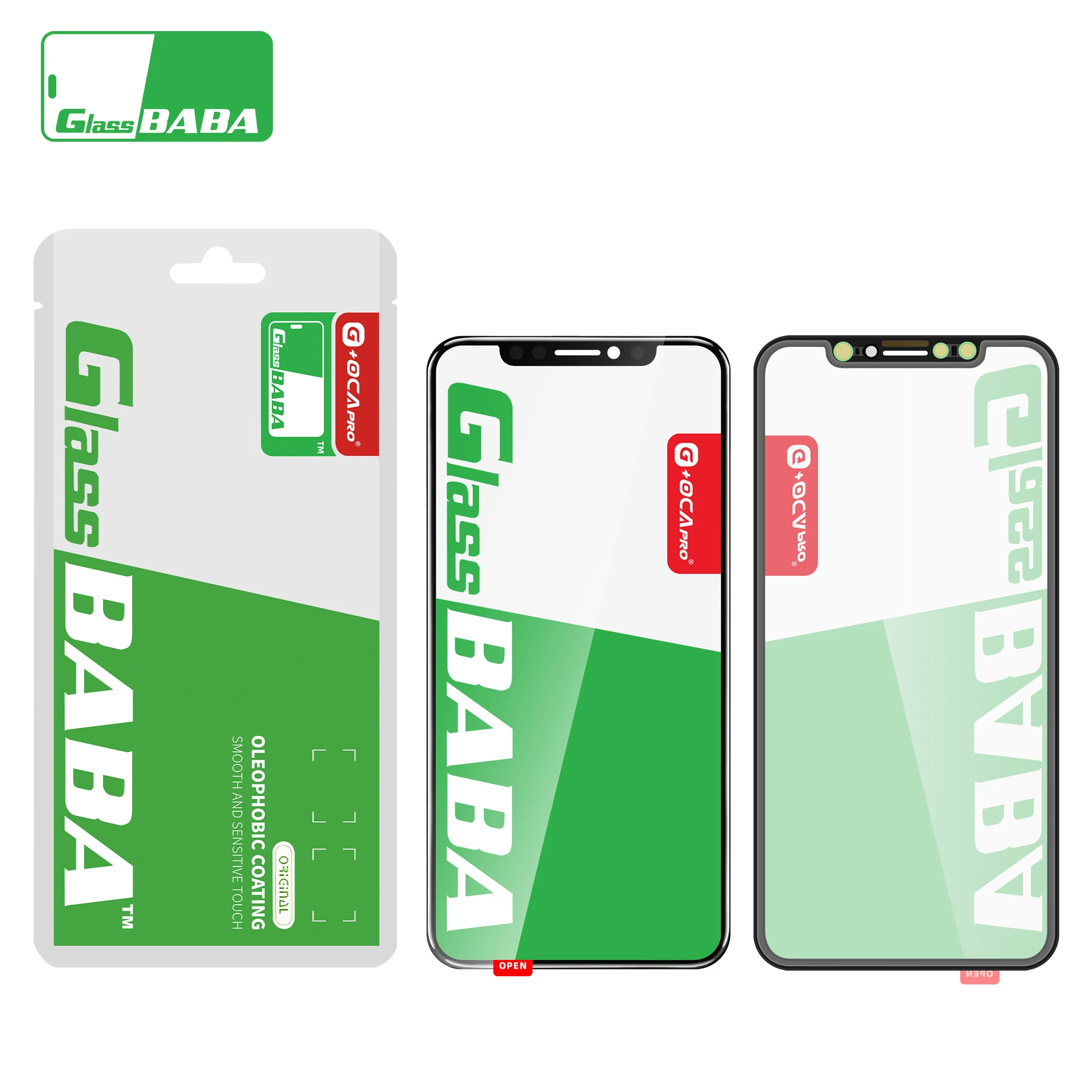 GLASS BABA G+OCA Glass+OCA 2in1 LCD touch lens phone lcd touch lens for iPhone 12 13 11 14 plus 15 16 pro max mini X XS XR MAX 5pcs