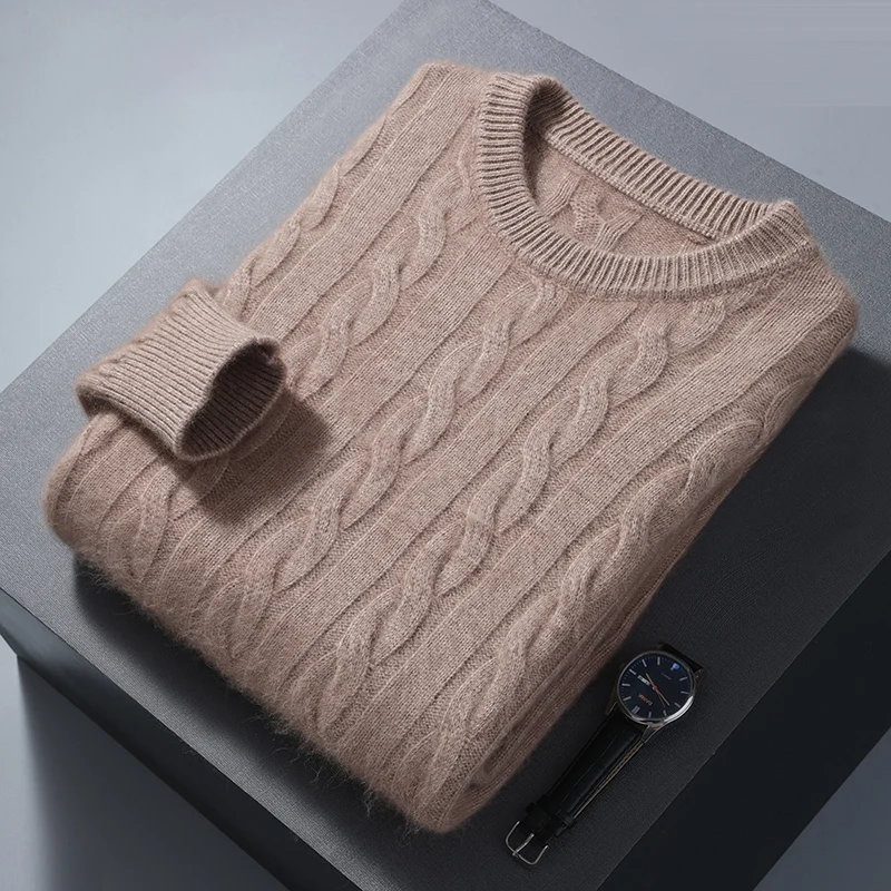 Maglione invernale da uomo nuovo maglione di visone maglione di cashmere pullover girocollo intrecciato biancheria intima casual di grandi dimensioni top caldo lavorato a maglia 3