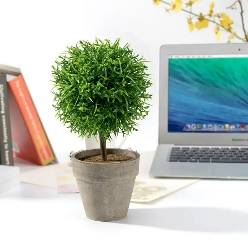 

Mini Plastic Faux Plant Tabletop Arrangement with Pot for Home Decor (Green)