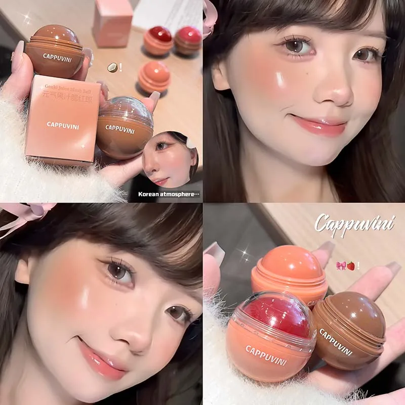 Blush Ball Cappuvini Vitality Juicy Natural Rosy Long-Lasting High Color Blusher Cream Face Makeup Rouge