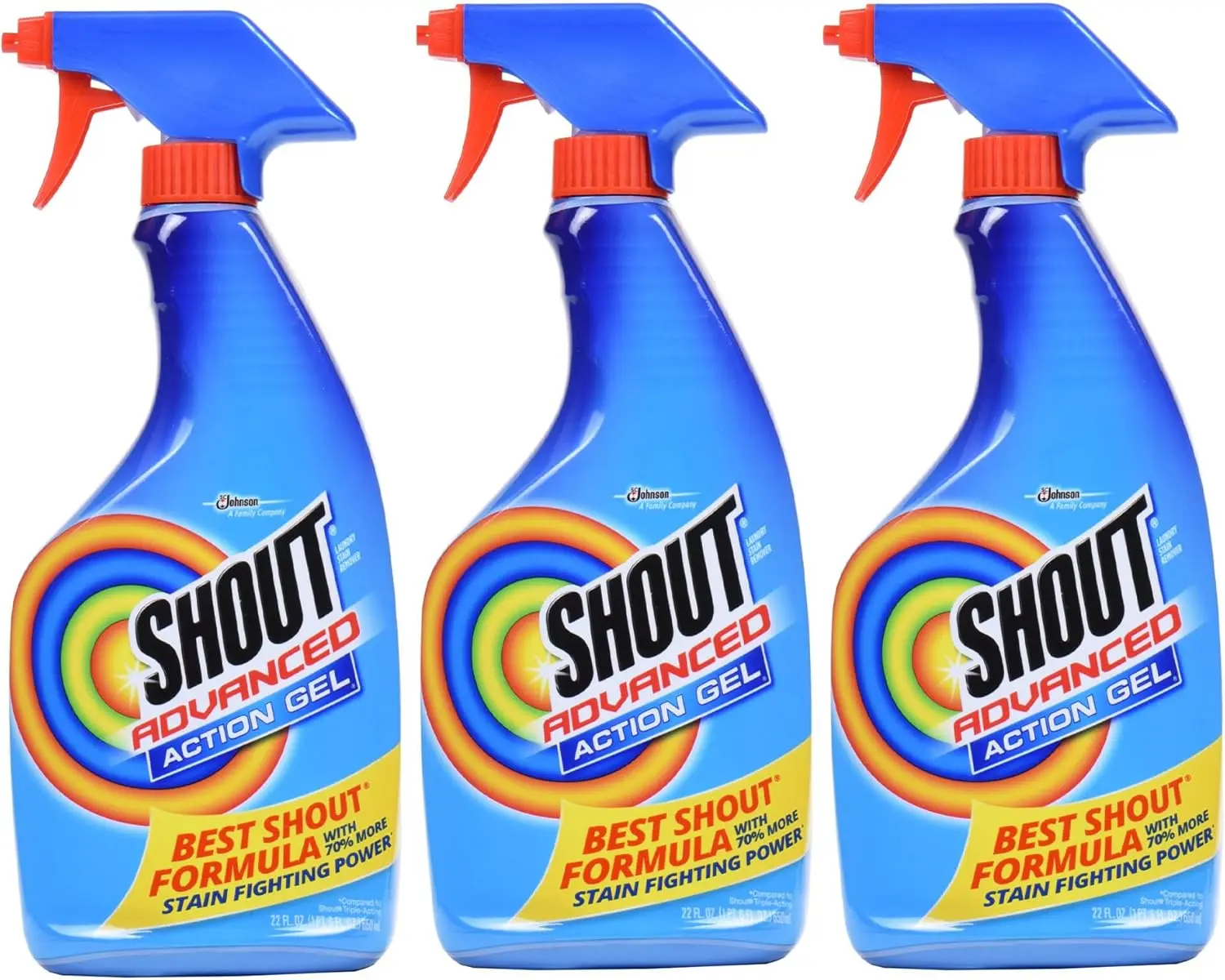 Shout Advanced Spray and Wash Laundry Stain Remover Gel, Best Shout Formula, 22 oz - Pack of 3