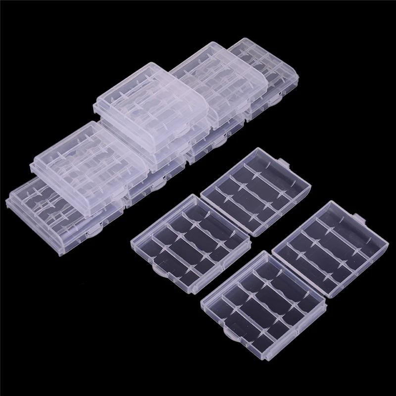 10pcs 4 Slots AA AAA Plastic Battery Holder Storage Box Case Cover Rechargeable Container Organizer
