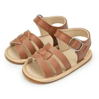 Summer New Baby Boy Girl Sandals Baby Shoes PU Anti-slip Soft Rubber Sole Newborns First Walkers Beach Infant Sandals 5
