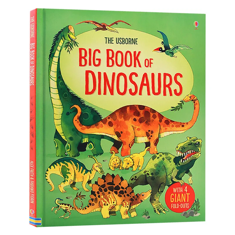 

Большая книга динозавров Usborne, детские книги для детей 3, 4, 5, 6 лет, книжки с изображениями из популярных на английском языке, 9781474927475