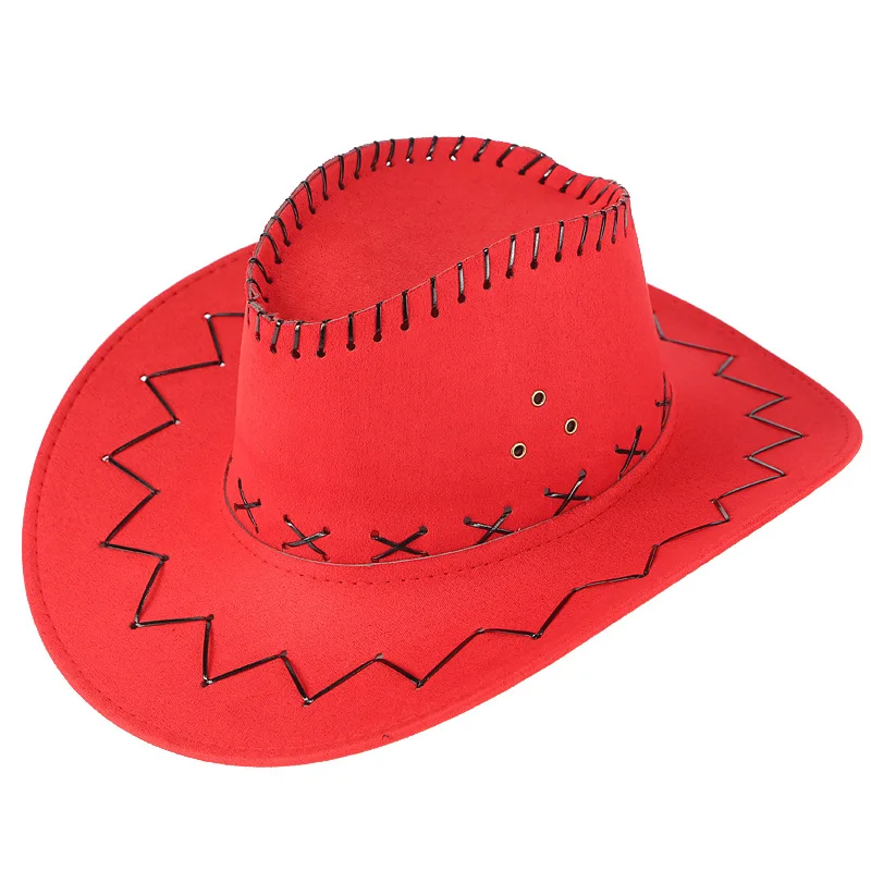 Cowboy hat imitation suede western cowboy hat men's rider fedora Panama rope accessories hoeden damski gorros cowboy