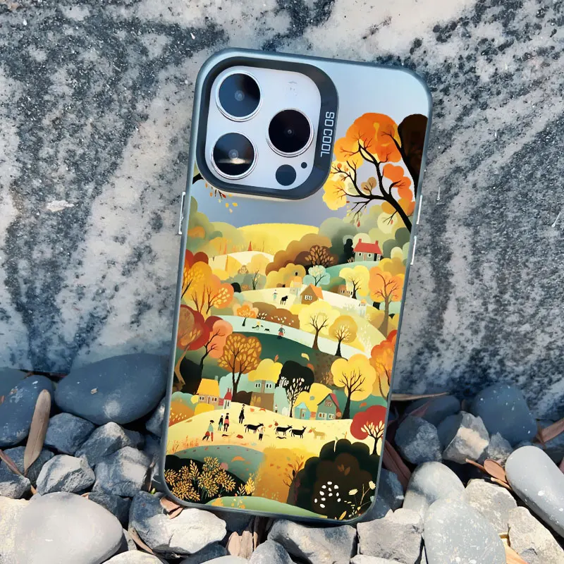Autumn Forest Leaves Shockproof Laser Phone Case