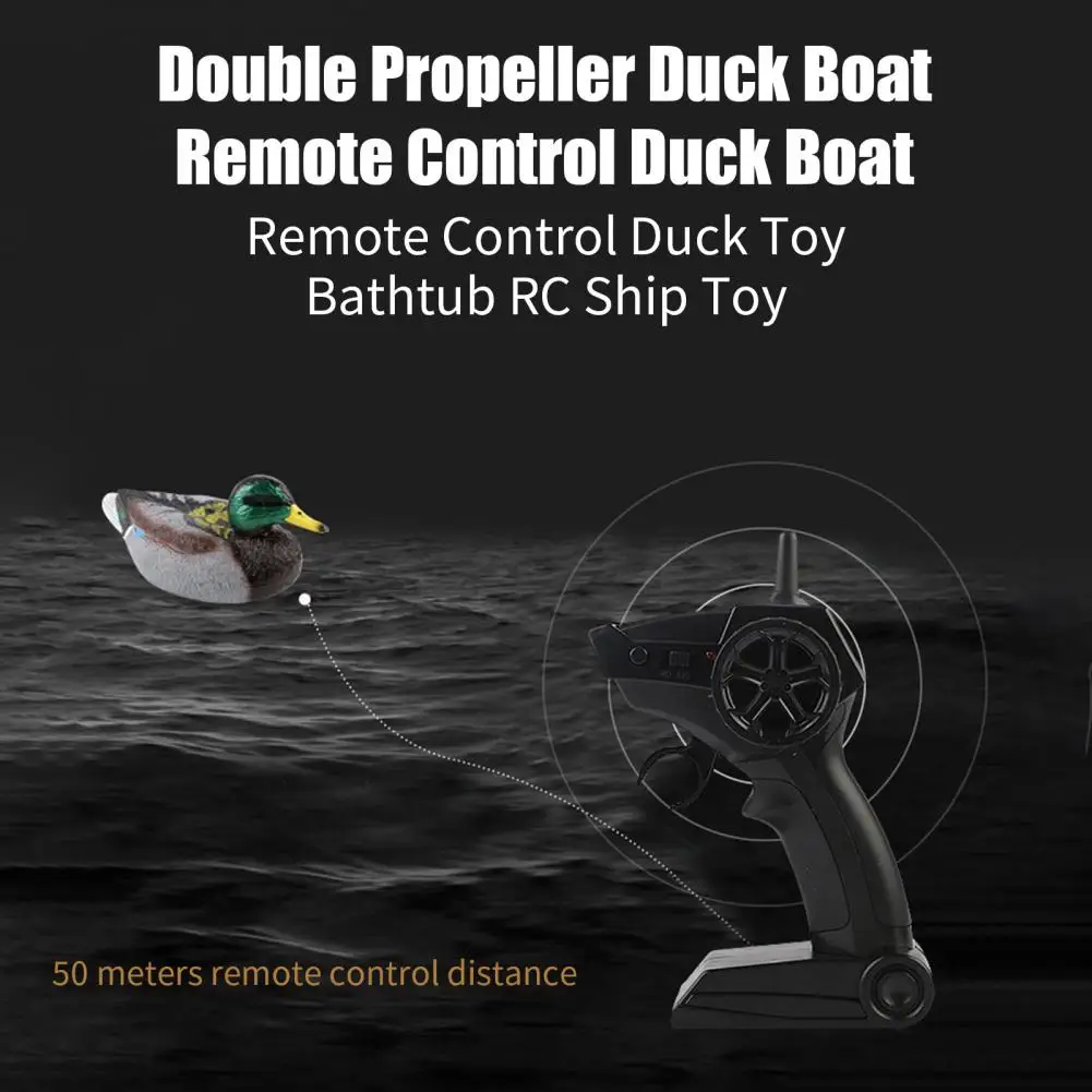 Water-resistant Duck Boat Dual-propeller Remote Control Duck Boat for Toddlers Waterproof Rc Ship Toy for Outdoor Pool Boys