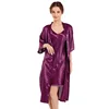 Ensemble pyjama sexy en satin pour femme, robe de pyjama soyeuse, chemise de nuit, 2 pièces