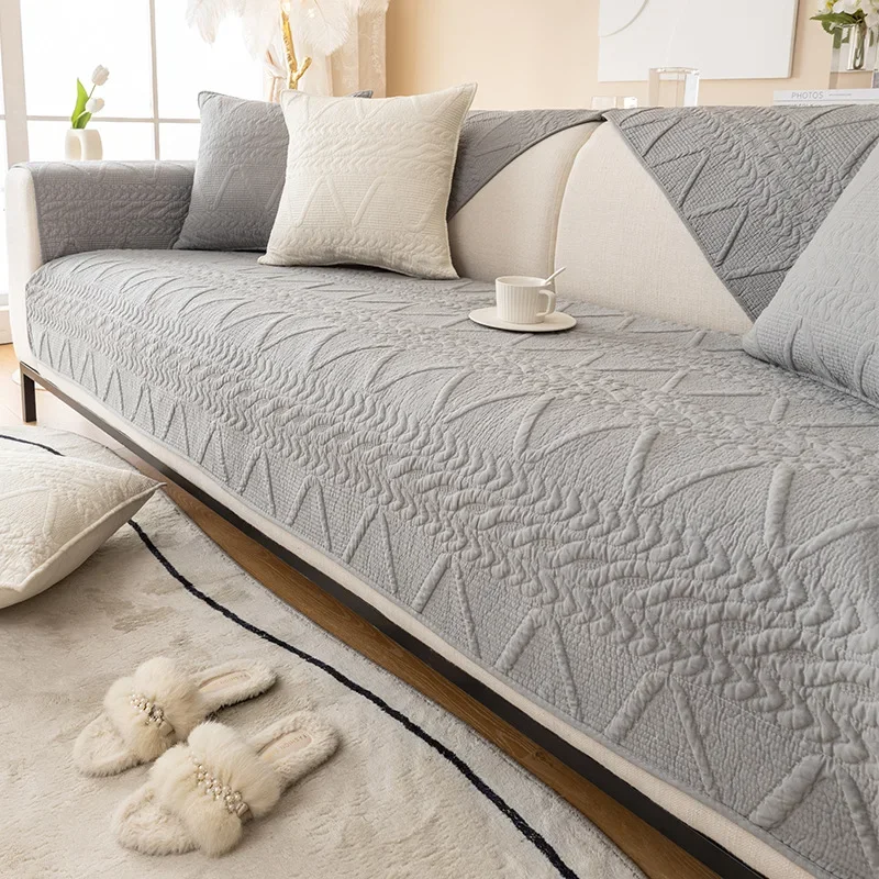 Washed Cotton Sofa Cushion Modern Seat Cushion Non-slip Jacquard Sofa Cover Homestay Four Seasons Universal Cover Cloth Towel 3