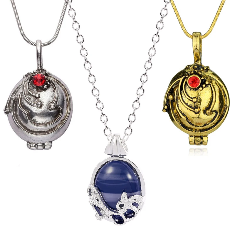 Movie The Vampire Diaries Necklace Katherine Blue Stone Hollow Pendant