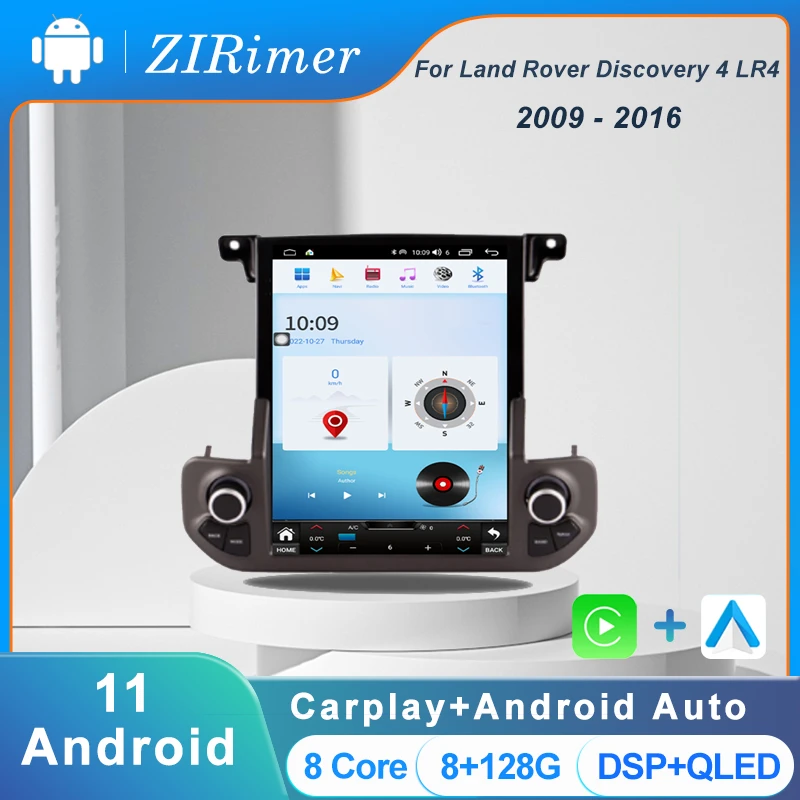 

ZIRimer Android For Land Rover Discovery 4 LR4 2009-2016 Car Radio Stereo Tesla Screen Multimedia Player Carplay Auto 8G+256G 4G