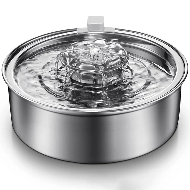 New Cat Dog Water Fountain Stainless Steel  Water Dispenser for Cats Dog Automatic Fountain with Sensor Filters Dog Drinker