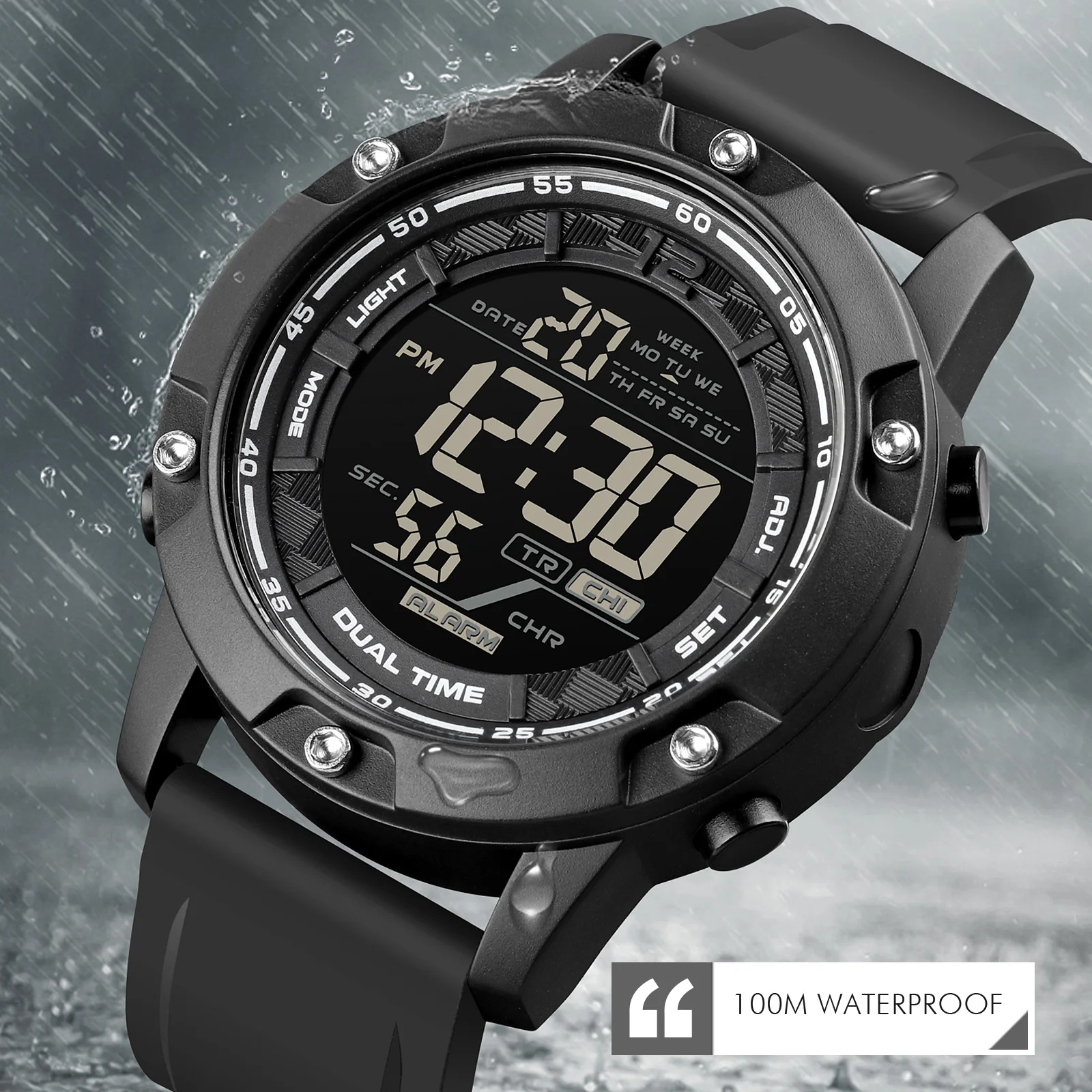 SKMEI 1762 Clock relogio masculino 10Bar Waterproof Swimming Sport Watches Mens Digital Movement LED Light Countdown Wristwatch 2