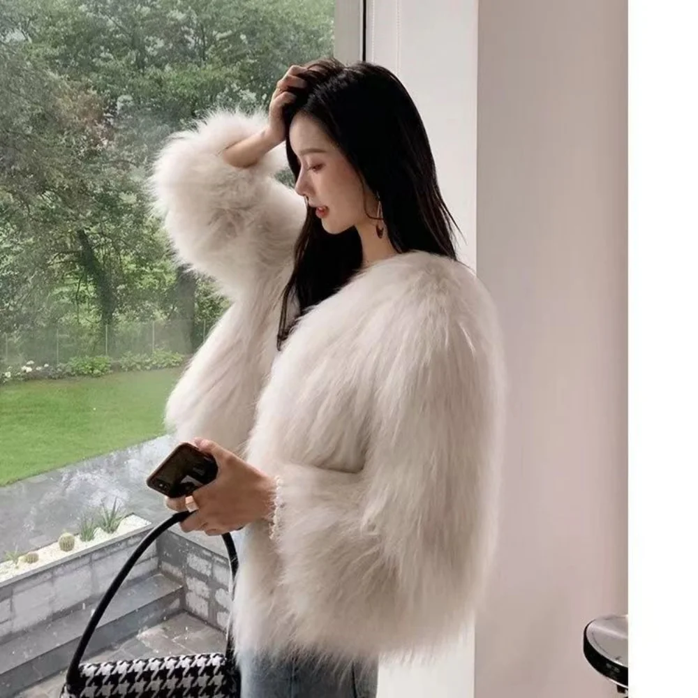 Spring and autumn new 100% real raccoon fur braided double-sided woollen braided women's coat slim braided clothes hot  sale