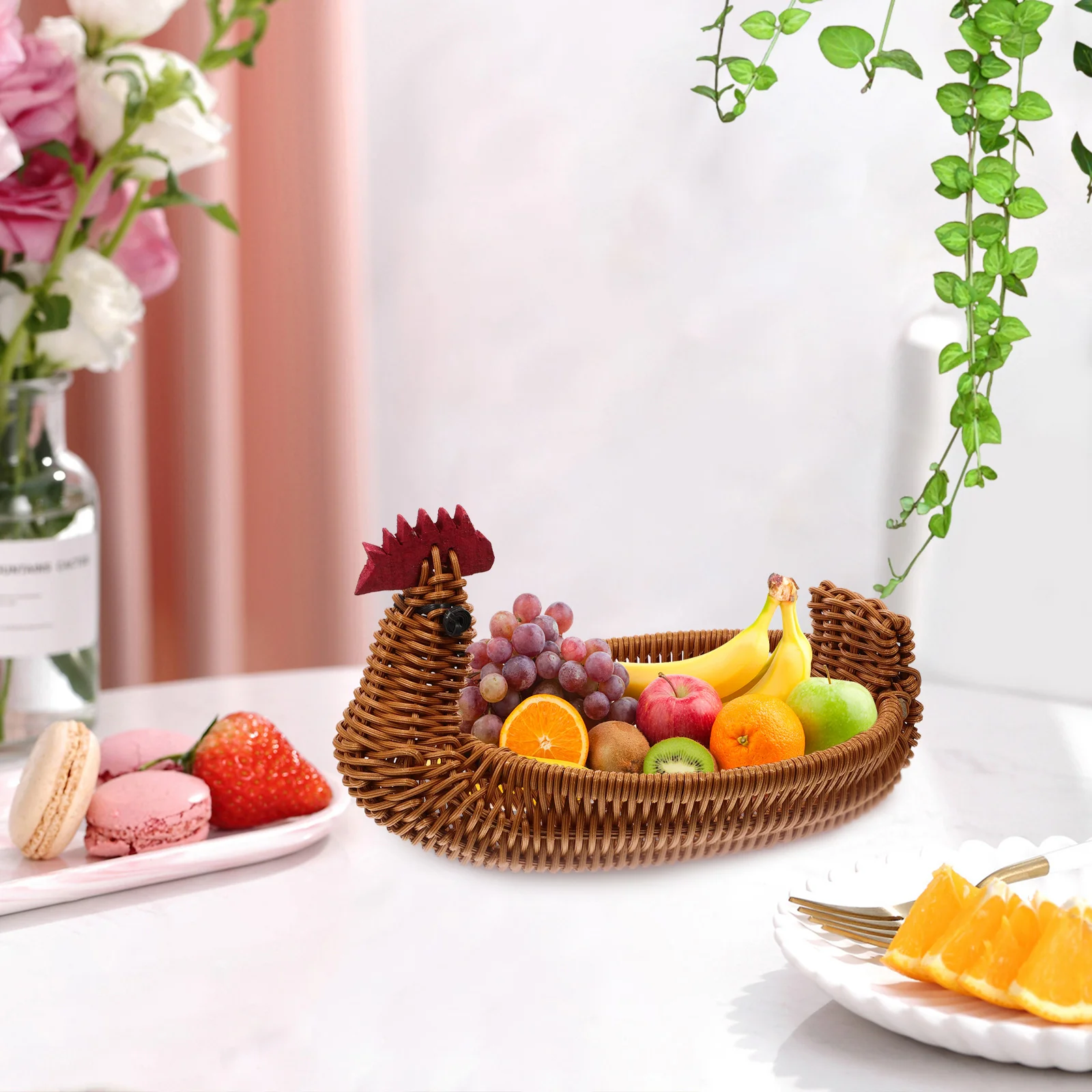 Rattan Storage Basket Woven Natural Baskets for Gifts Empty Snacks Party Fruit Food Holder Decor 6