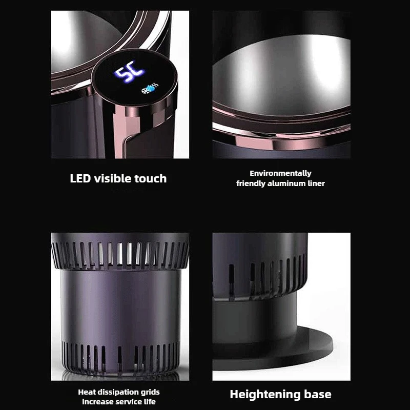 빠른 냉각 스마트 미니 터치스크린 음료 홀더 차량용 가정용 컵 음료수 머그컵 음료 캔 2-in-1 냉온 조절