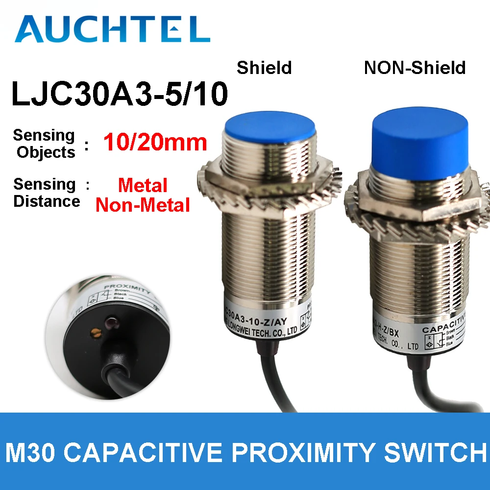 AUCHTEL M30 Capacitive Proximity Sensor Accurate 10mm 20mm Level Sensing NPN Switches Line length 2m