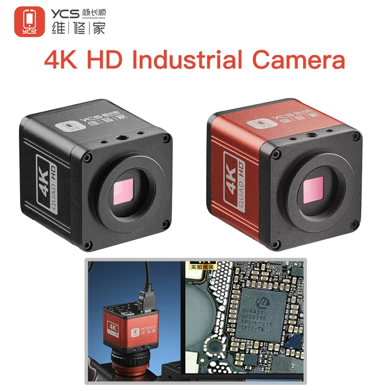 YCS Y108 4K工業用顕微鏡カメラ 1/1.8 CMOSセンサー オートホワイトバランス & HD画像 HDMI/USB出力 スマホ修理 ...