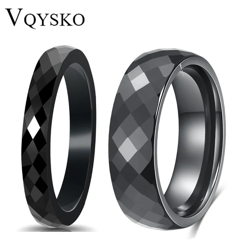 VQYSKO Trendy Black & White Color Cutting Ceramics Rings Jewelry Classic Wedding Engagement Rings For Women Anneaux Anillos