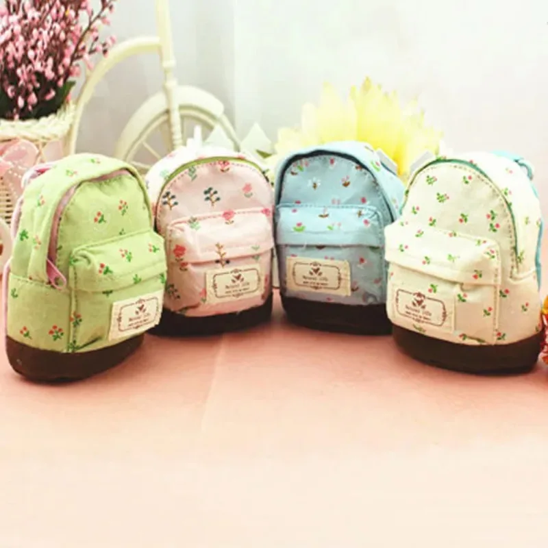Mini Storage Bag Fashion Canvas Fabric Women Small Coin Wallet  Female Girls Fresh Floral  Zipper Coin Pouch