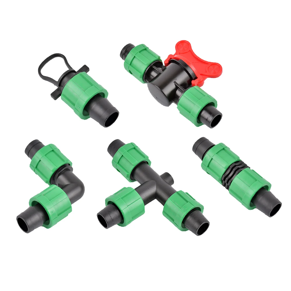 

3Pcs 16mm Irrigation Drip Tape Connectors PE Tube Straight Tee Elbow End Plug Farm Garden Water Connector Drip Irrigation System