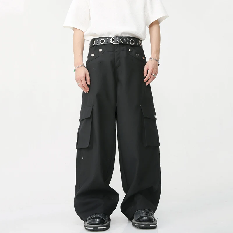 

IEFB Men's Trousers Trend High Street Cargo Panrs Casual Hip Hop Male Large Pocket Fashion Baggy Overalls Trend Autumn 9A8493