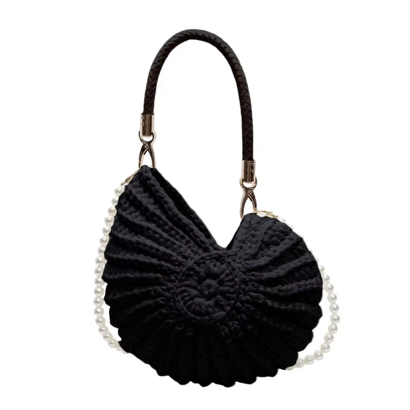 ตัวเลือกสินค้า Conch Shellถักโครเชต์Crossbodyไหล่กระเป๋า,Pearl Chain Handmadeทอกระเป๋าผู้หญิง,Elegantที่ละเอียดอ่อนน่ารักกระเป๋าขนาดกะทัดรัด