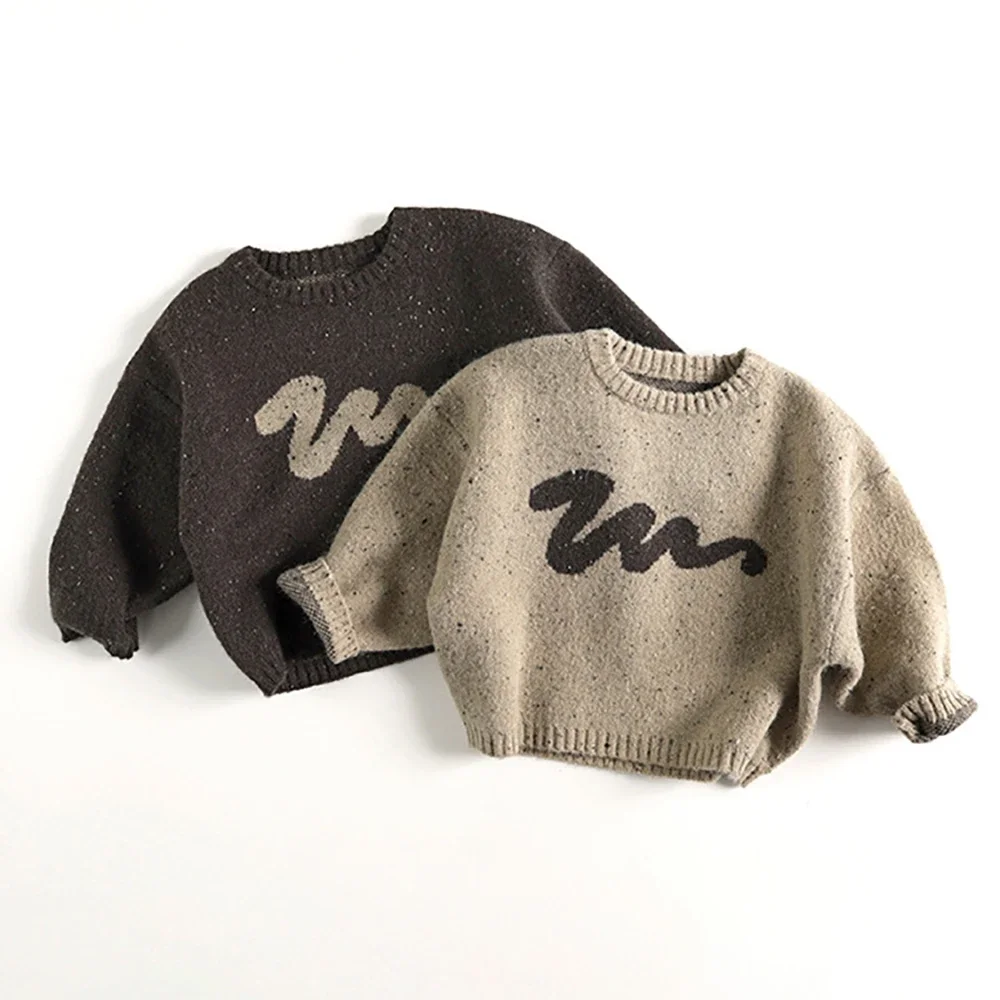 Kids Knit Sweaters Loose Style O Neck Pullover