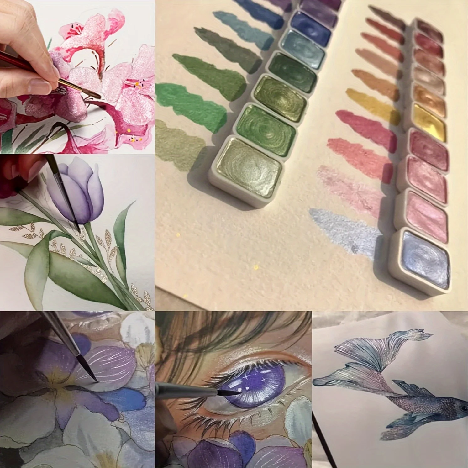 20 Colors Metal Watercolor Painting Set Portable Box Solid Shiny Pearls Watercolor Painting Art Supplies watercolor painting set