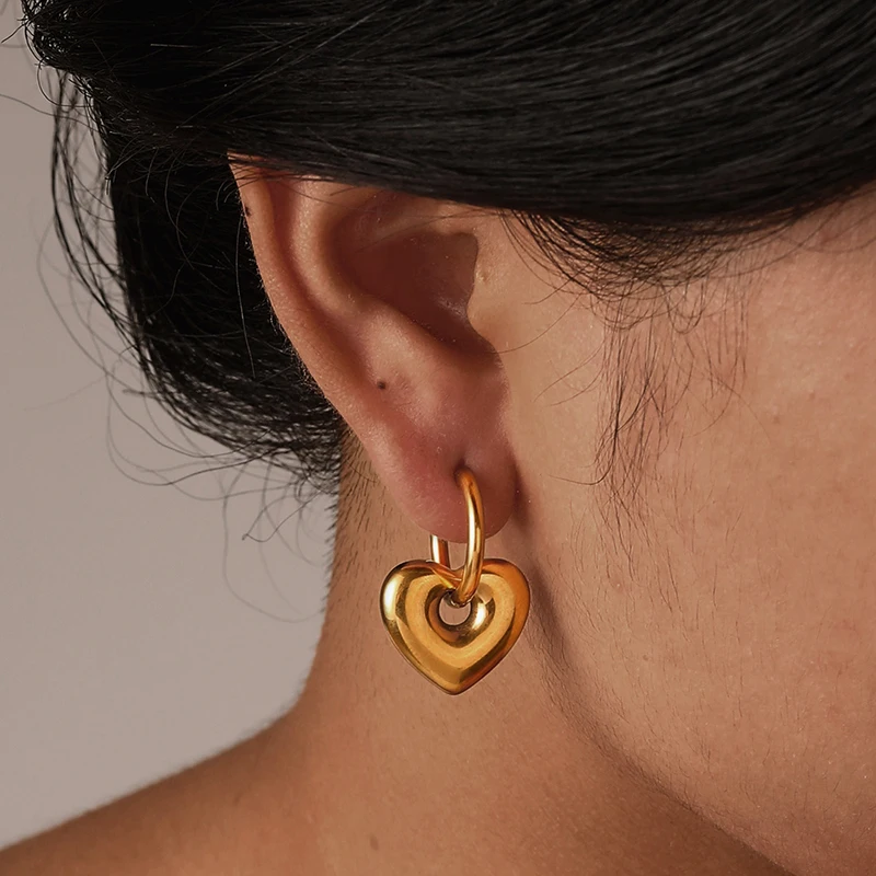 Edelstahl runden Stern Mond Herz Anhänger Creolen für Frauen Mode klassischen y2k Schmuck Gold Silber Farbe Ohrring