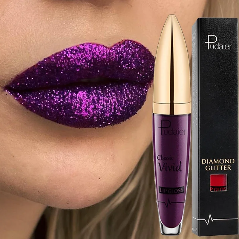 Brillo de labios brillante para mujer, lápiz labial líquido metálico de larga duración, resistente al agua, 18 colores