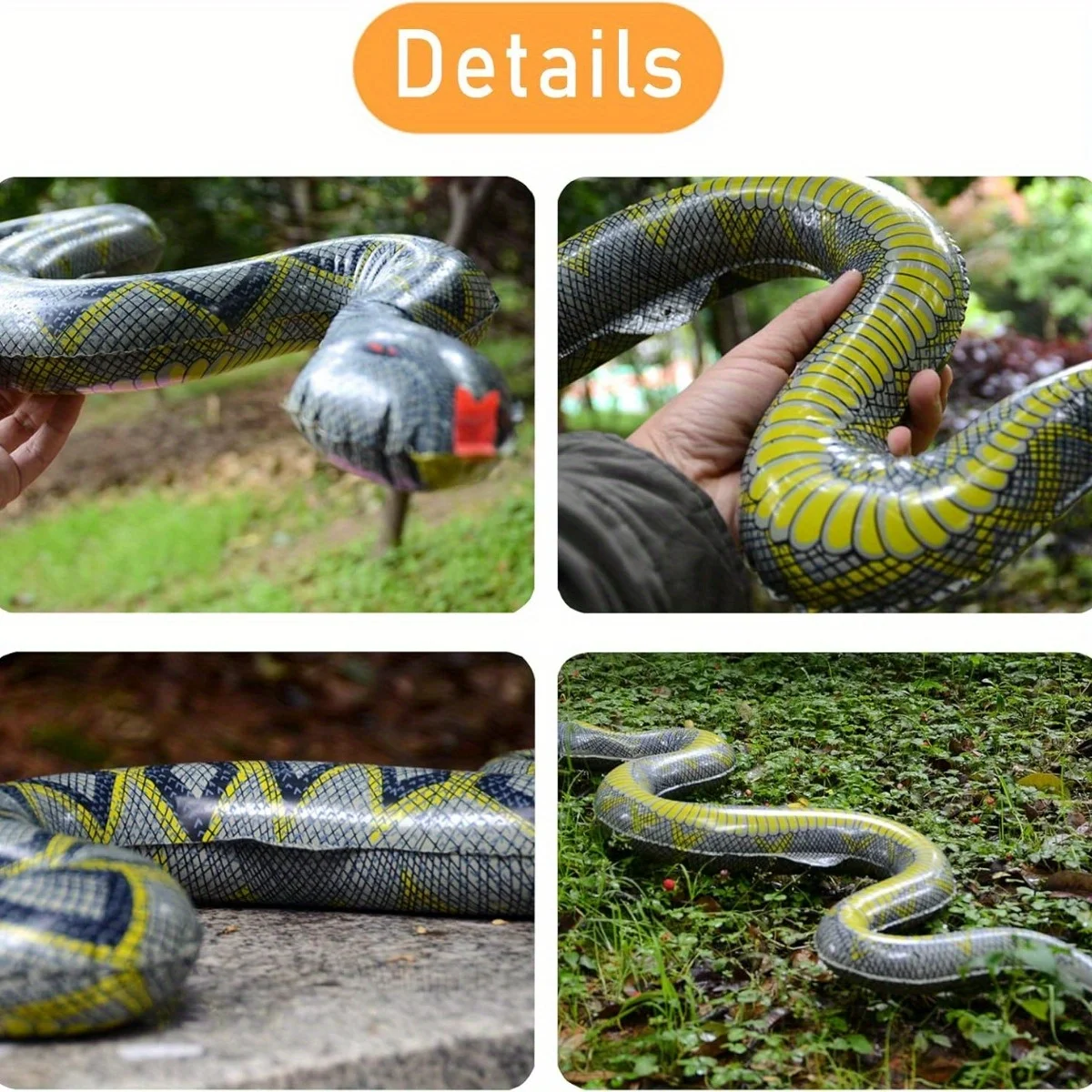 Description Picture 3 of item1pc/3pcs Inflatable Snake, Fake Snake 37.4-inch Large Inflatable Snake for Garden Pool Halloween Decoration