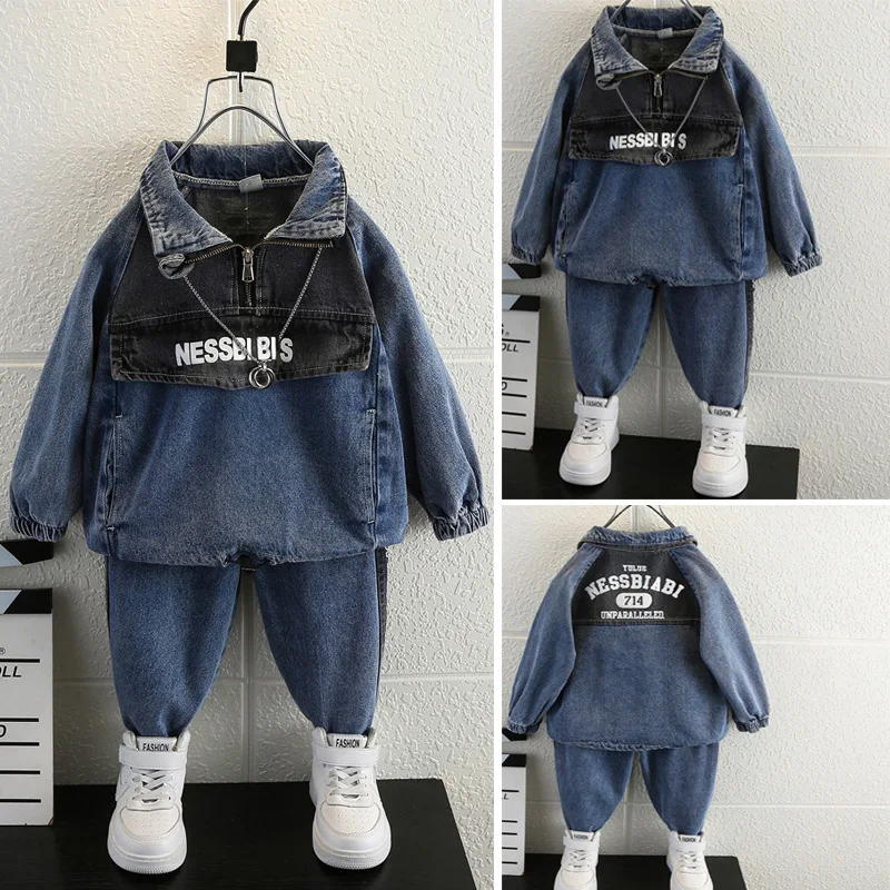 

Kids Boys Sweater Suit Spring Autumn Clothing Children's Fashion Sportswear Suit Children's Clothing Boy's Baby Top Pants 2PCS