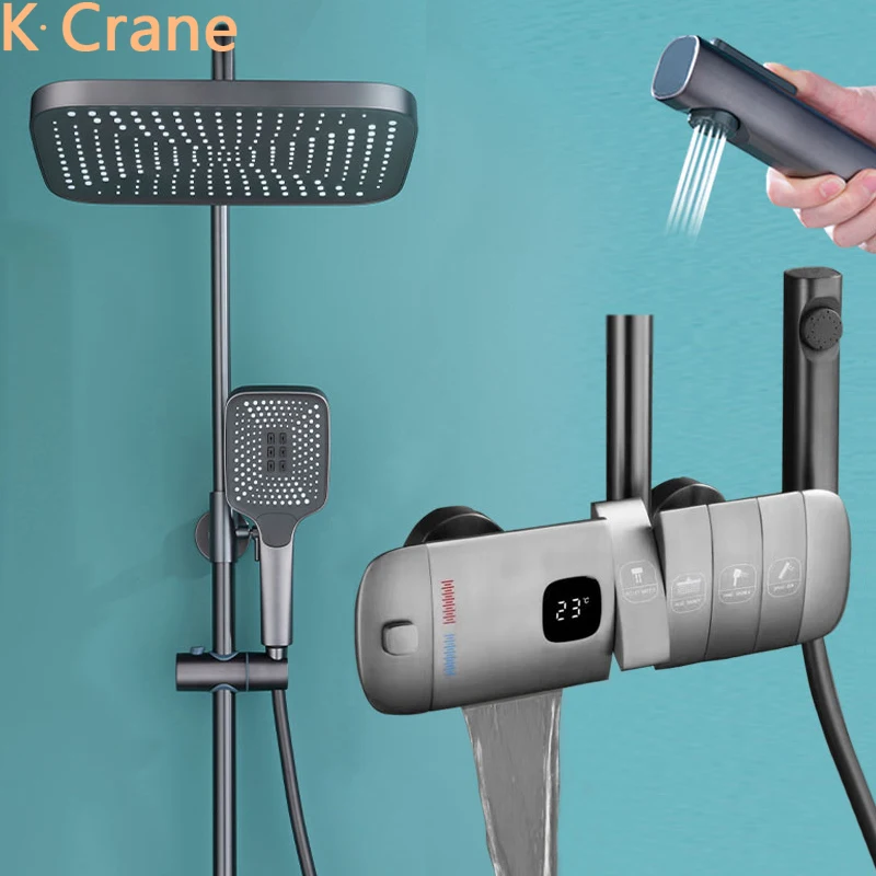 Led Digital Shower Set Hot Cold Hot Cold Shower System Bathroom Led