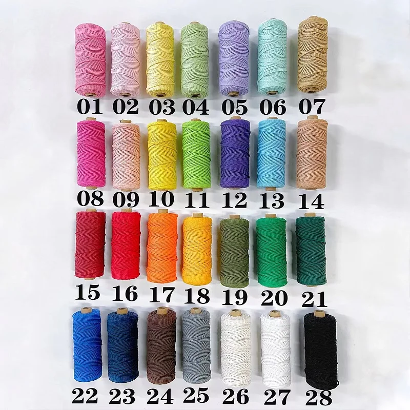 Cotton Rope Macrame Cord Handmade Boho Decor 4mm Colorful Cotton Cord Rope Thread Twisted Macrame String DIY Home Wedding Decoration Supply 110yards