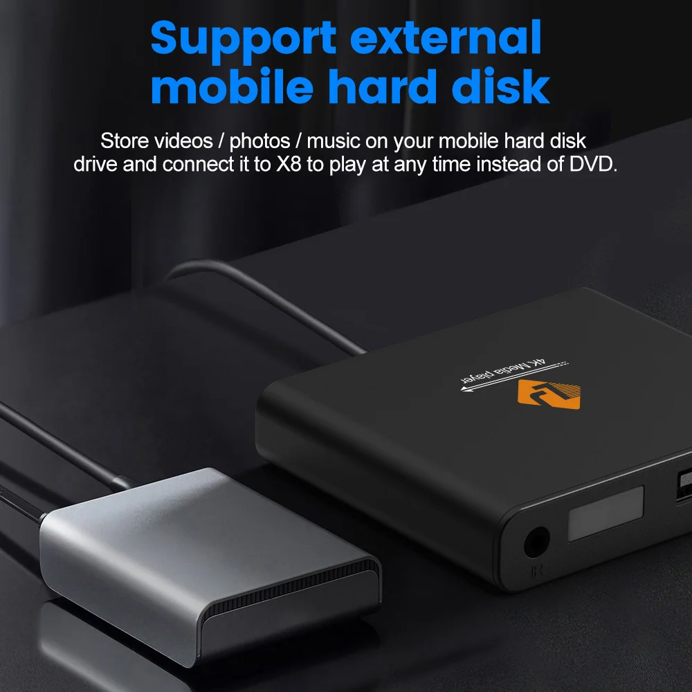 X8 4K Ʈ HD  ÷̾ USB ̺  ũ SD ī, H.265 HEVC H.264 MP4 MKV  MP3  JPG  4K HDD ÷̾