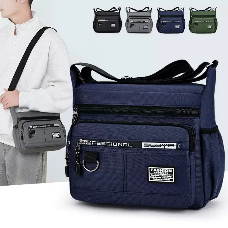Men's Cross-Body Bag with Multi-Layered Pockets,